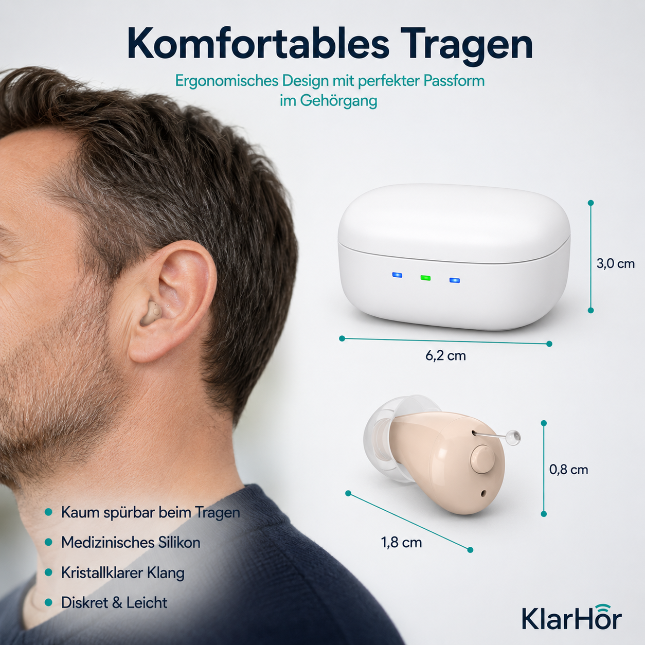 KlarHör Mini — Aufladbares Im-Ohr-Hörgerät