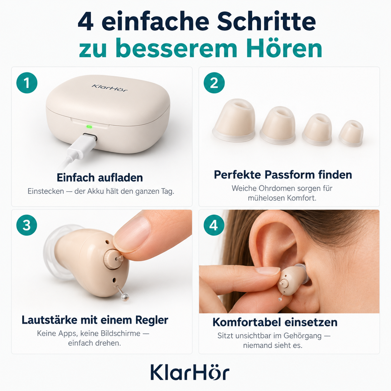 KlarHör Mini — Aufladbares Im-Ohr-Hörgerät
